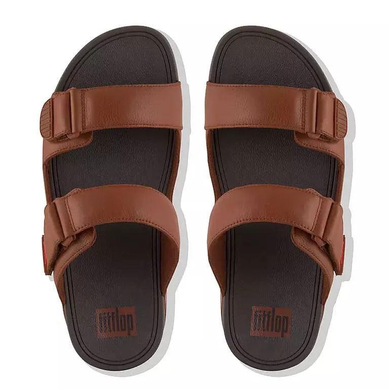 FitFlop Mens Gogh Moc Slide In Leather Dark Tan