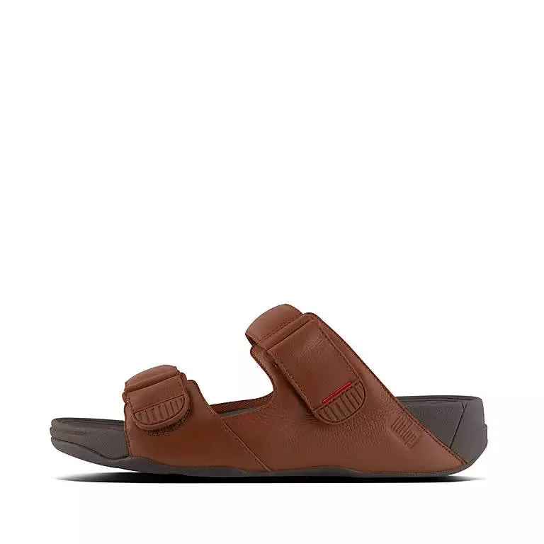 FitFlop Mens Gogh Moc Slide In Leather Dark Tan