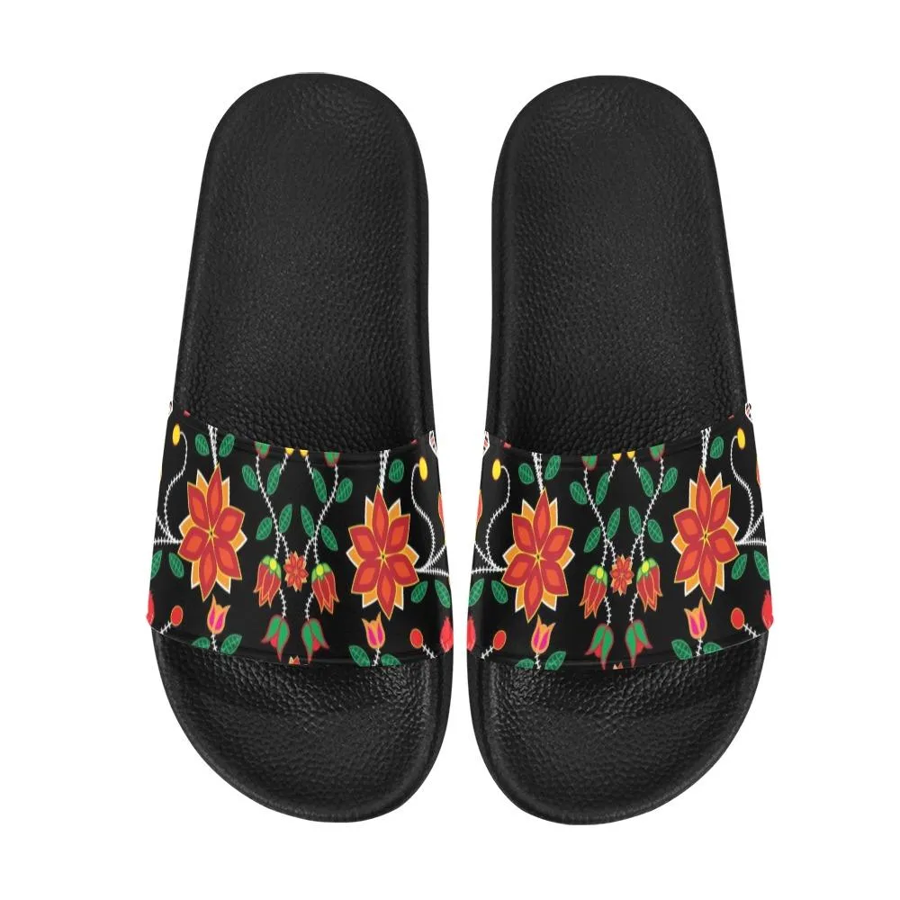 Floral Beadwork Six Bands Women's Slide Sandals