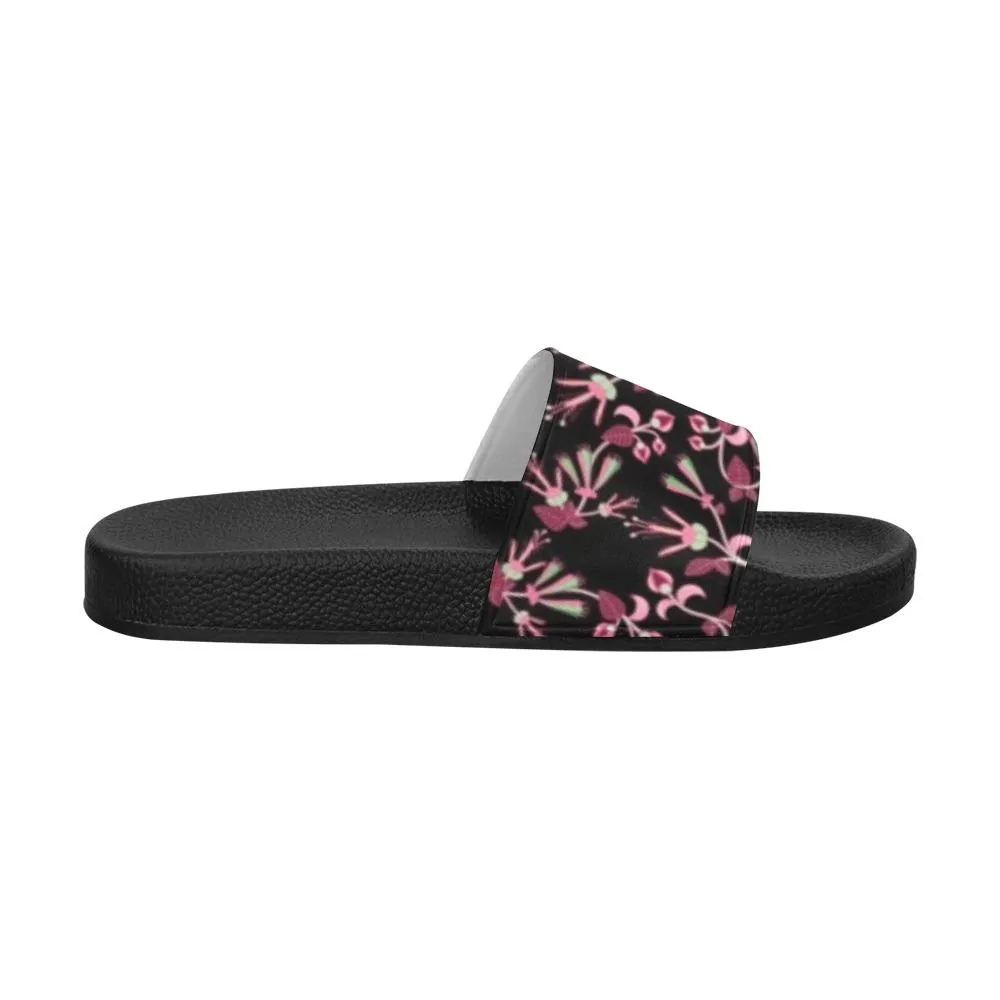 Floral Green Black Women's Slide Sandals