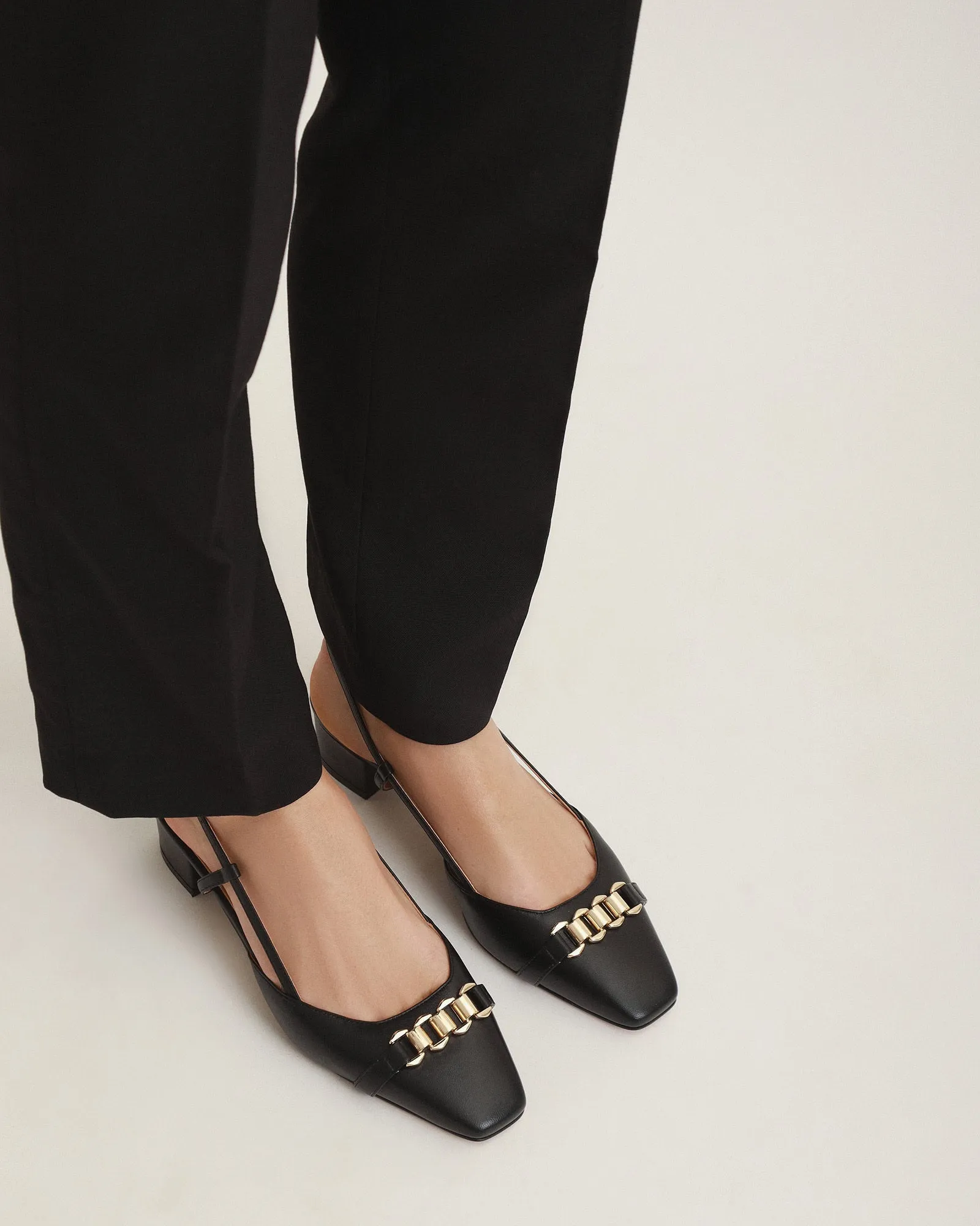 FRANCA LOW HEELS BLACK LEATHER