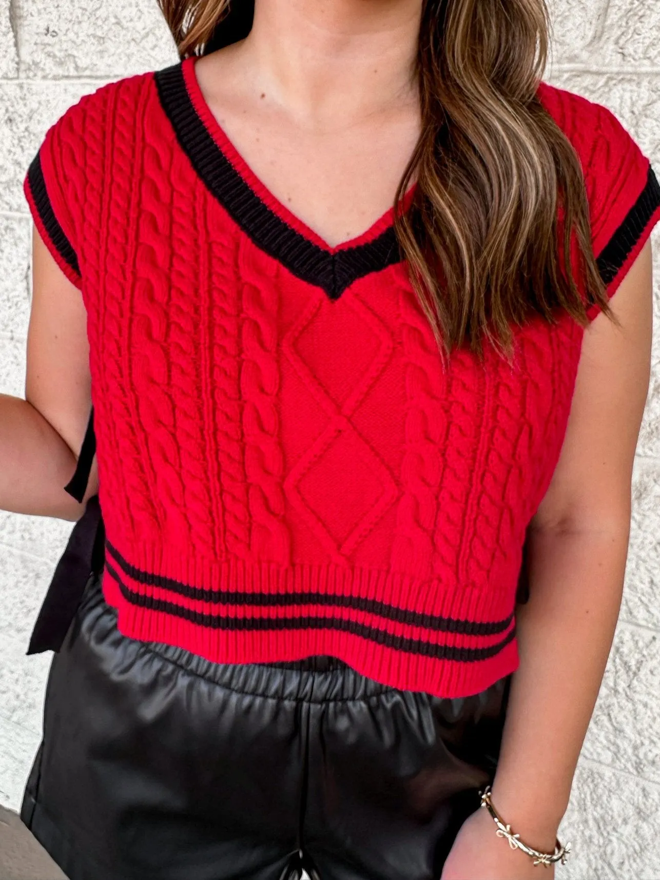 Gameday Perfection Red Sleeveless Sweater