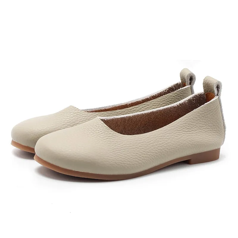 Genuine Leather Slip-on For Women Handmade Flats in 8 Colours