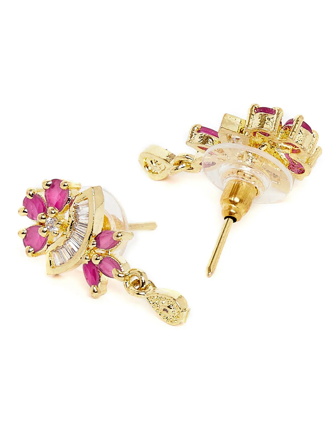 Gold-Plated & White &Pink CZ Stone-Studded Mangalsutra Set