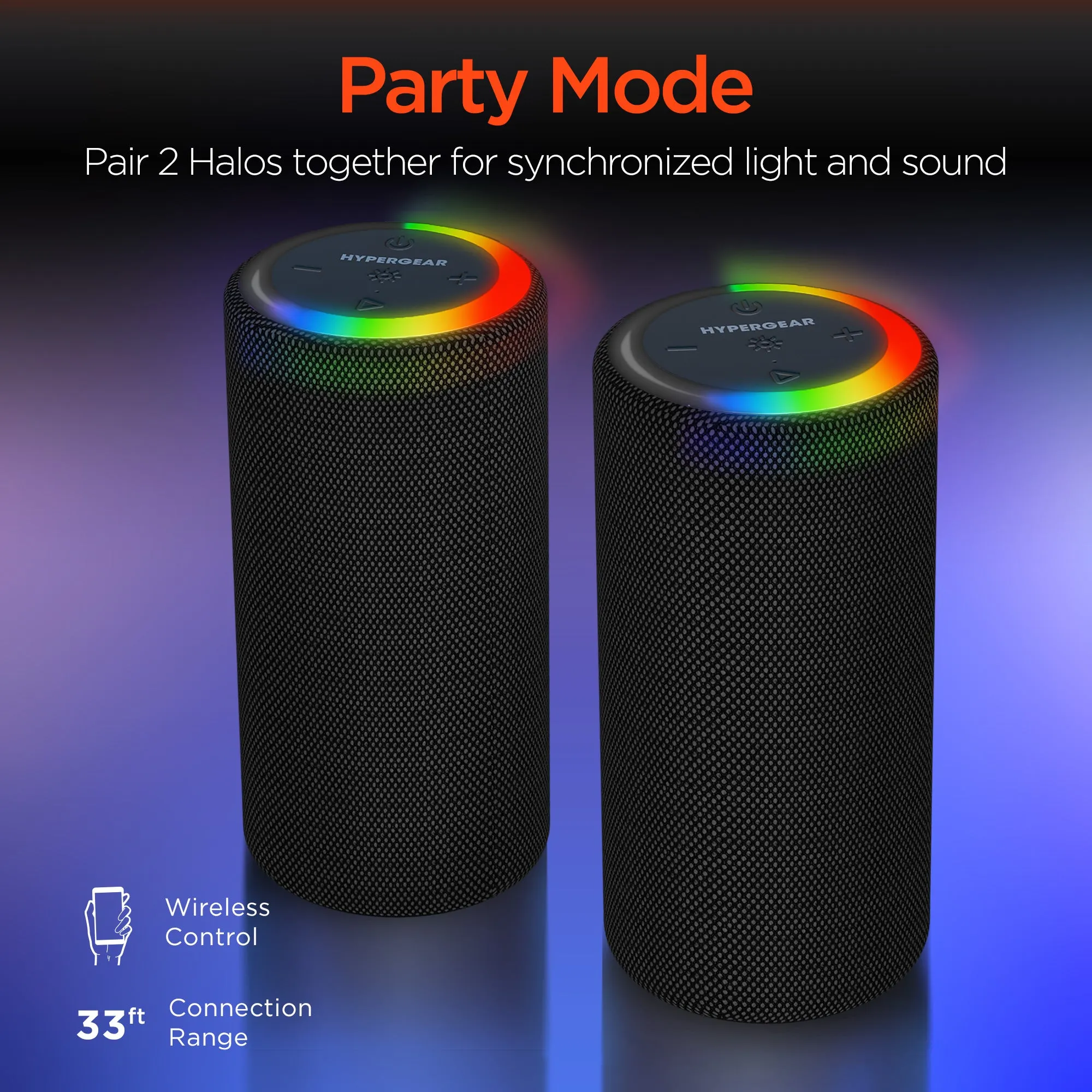 Halo XL Waterproof LED Wireless Speaker | Black