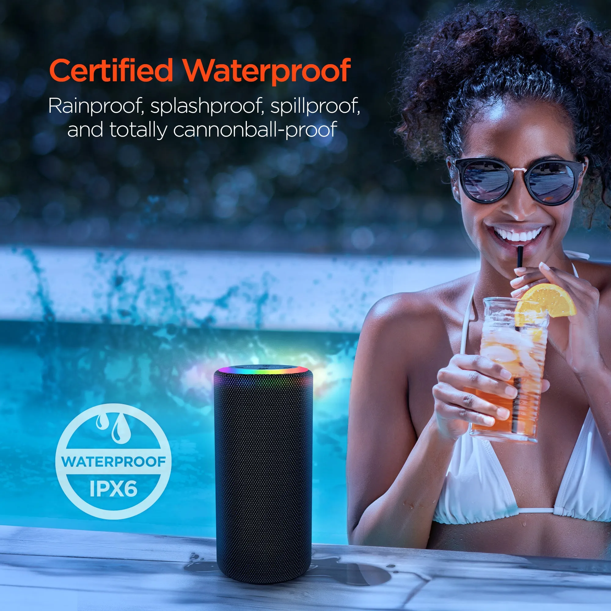 Halo XL Waterproof LED Wireless Speaker | Black