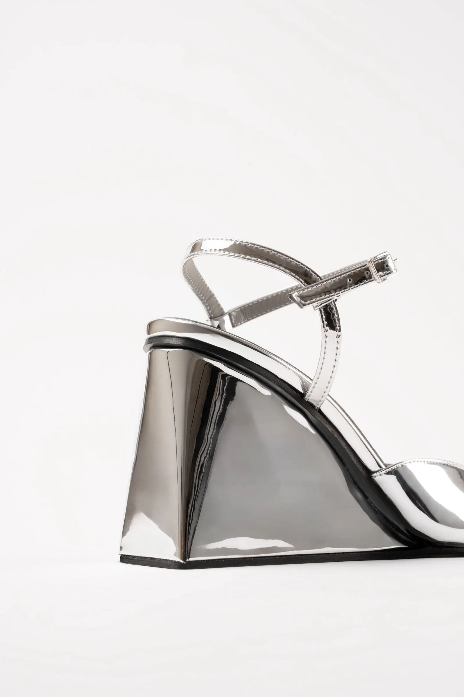 HARUKO - Silver Mirror Faux Leather Pumps