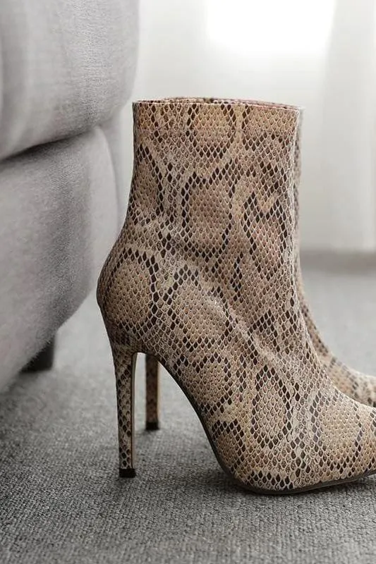 High Heel Snakeskin Martin Boots