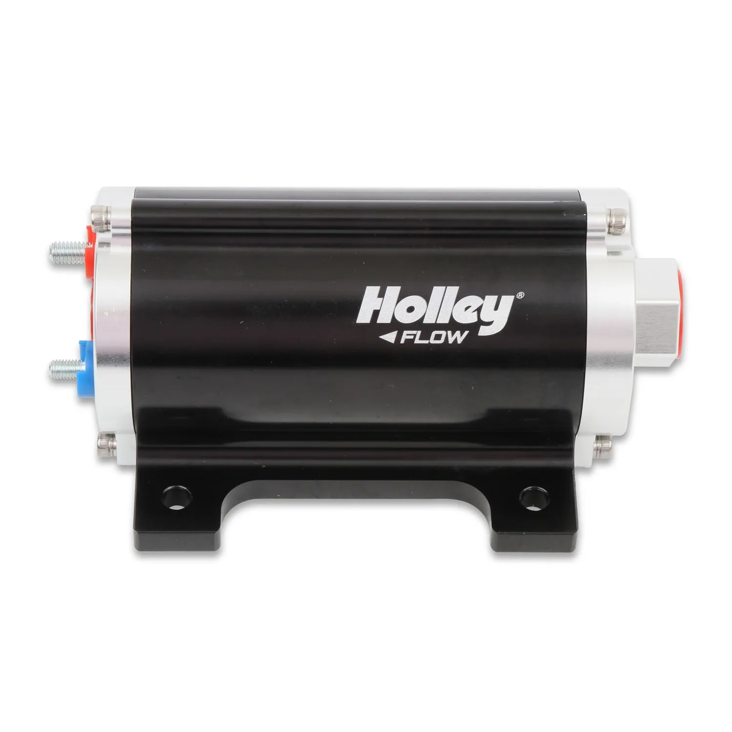 Holley Electric Fuel Pump - In-Line - 100 gph at 8 psi - 8 AN O-Ring Female Inlet - 6 AN O-Ring Female Outlet - Black - E85/Diesel/Gas