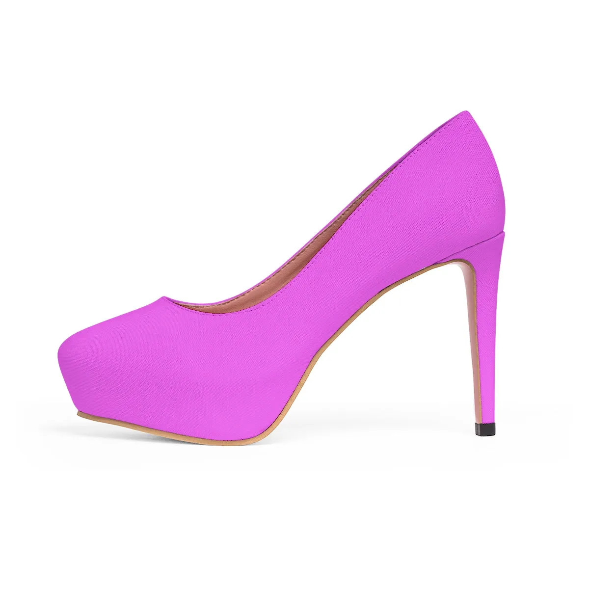 Hot Pink Solid Color Print Luxury Premium Women's Platform Heels (US Size: 5-11)