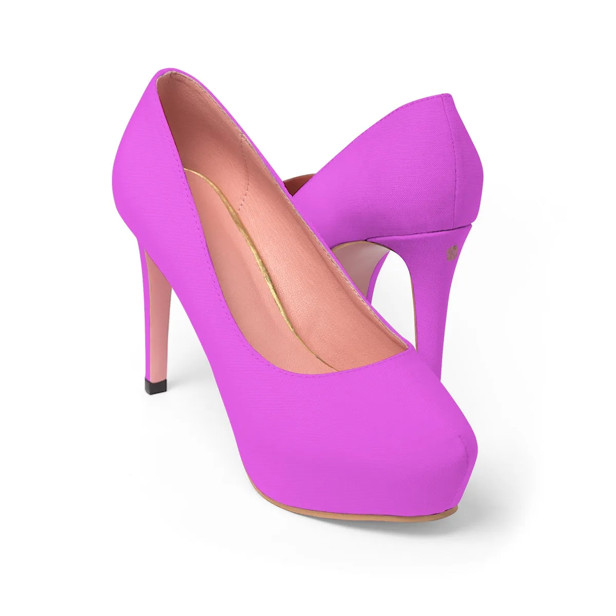 Hot Pink Solid Color Print Luxury Premium Women's Platform Heels (US Size: 5-11)