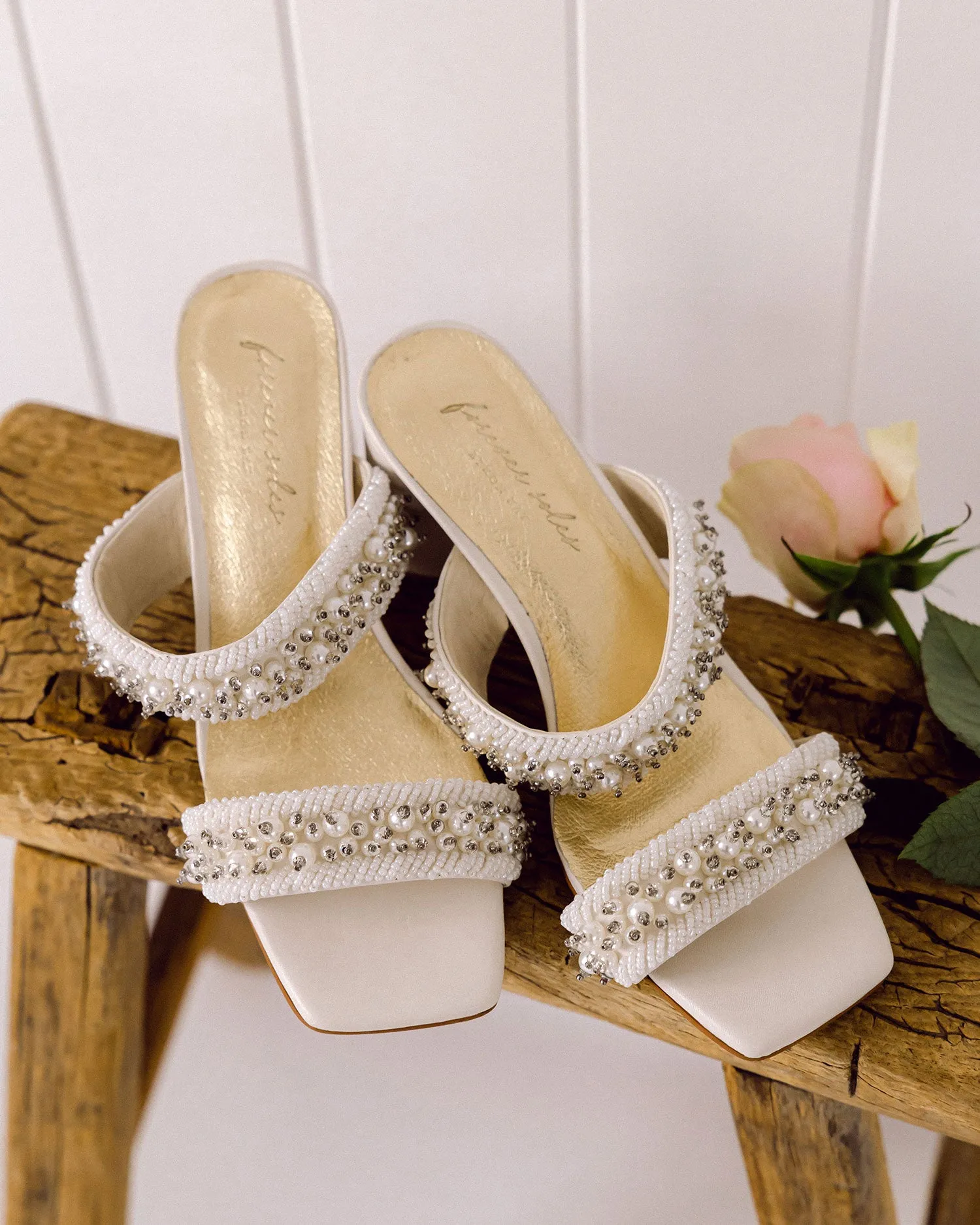 INFINITY - IVORY BEADED BRIDAL MULES