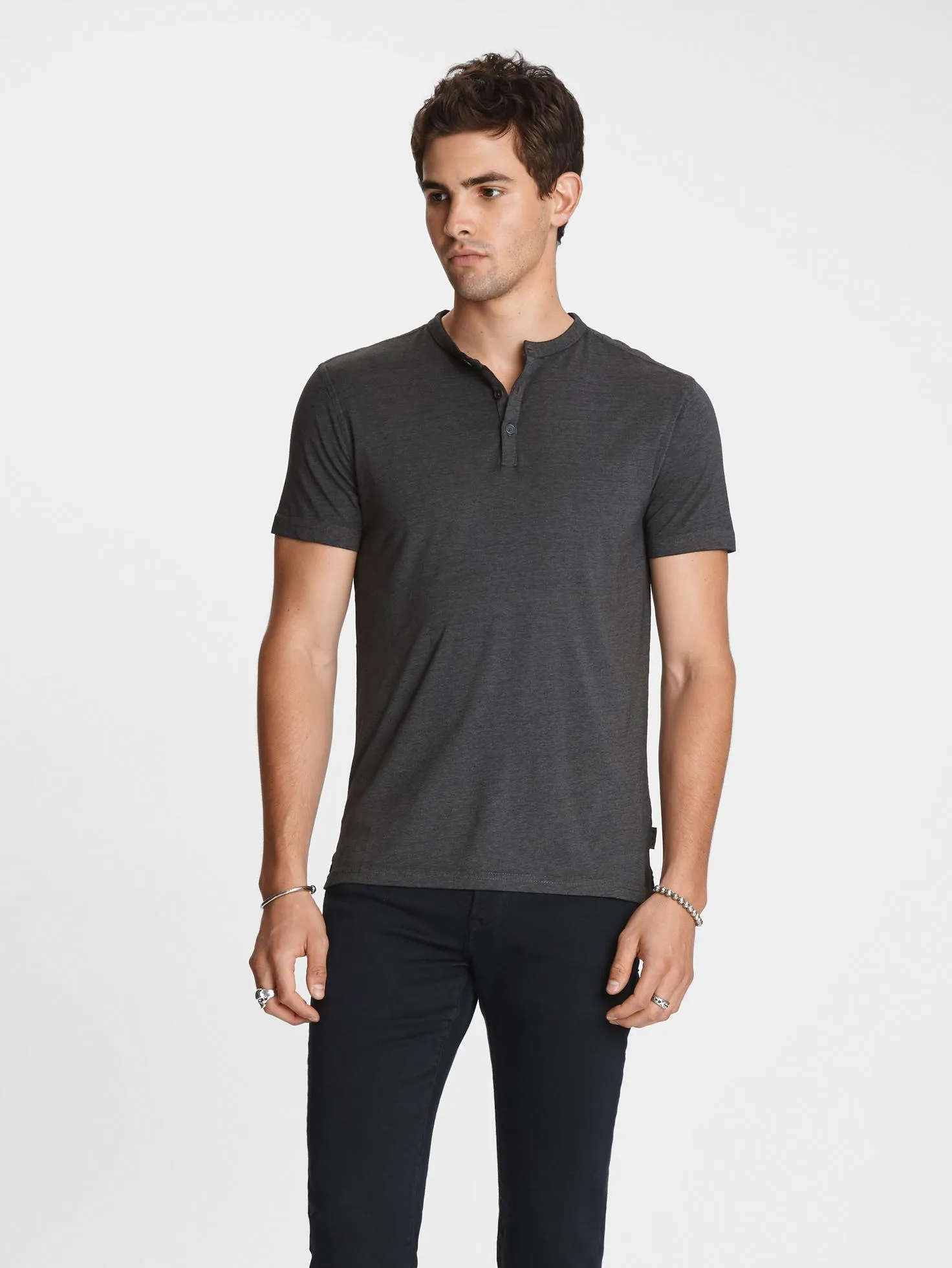 John Varvatos The Short Sleeve Burnout Henley Tee