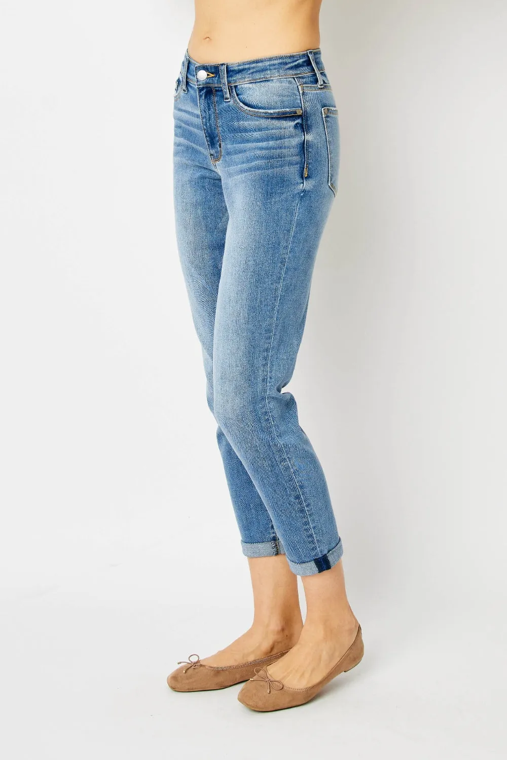 Judy Blue Cuffed Hem Slim Jeans (Online Exclusive)