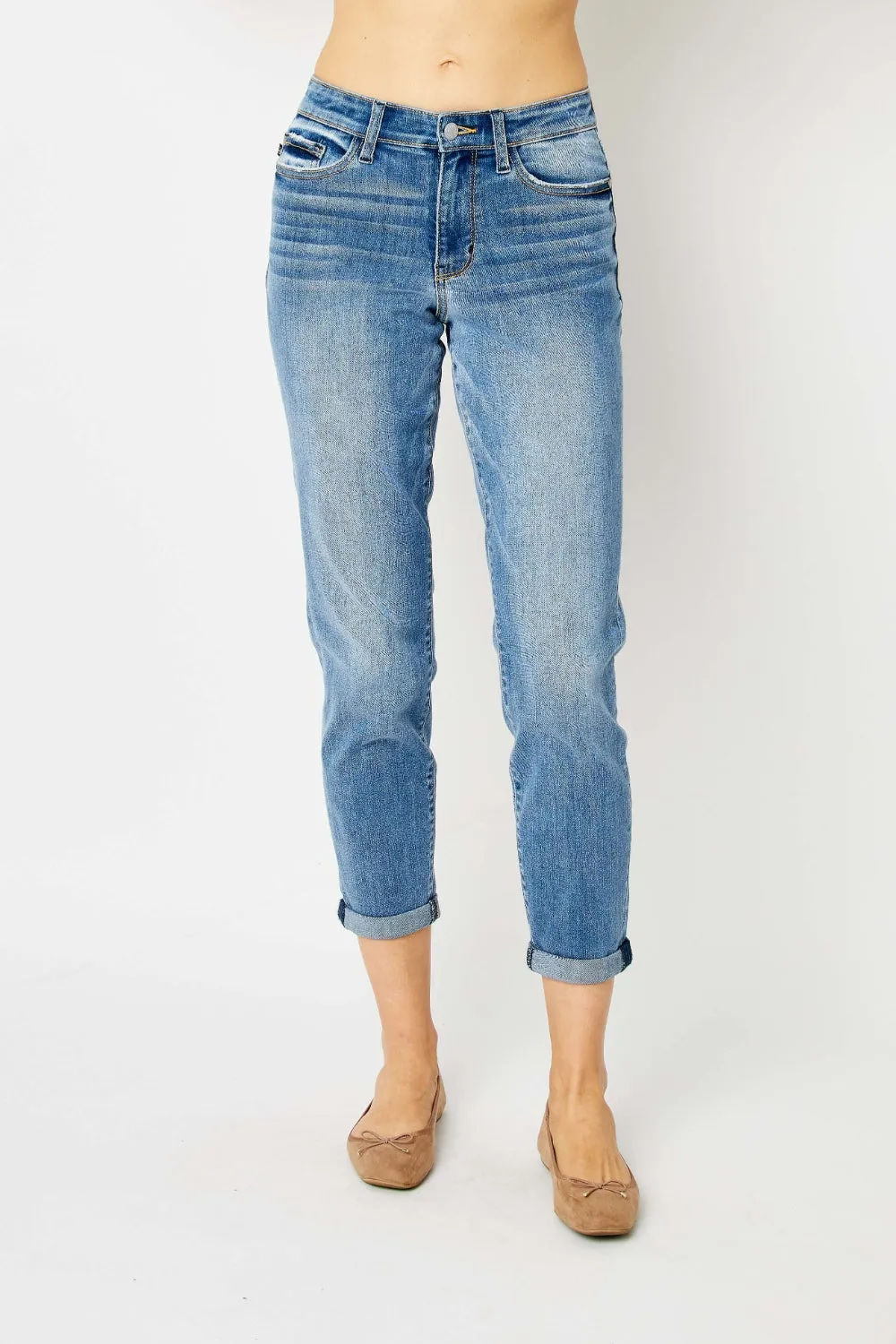 Judy Blue Cuffed Hem Slim Jeans (Online Exclusive)