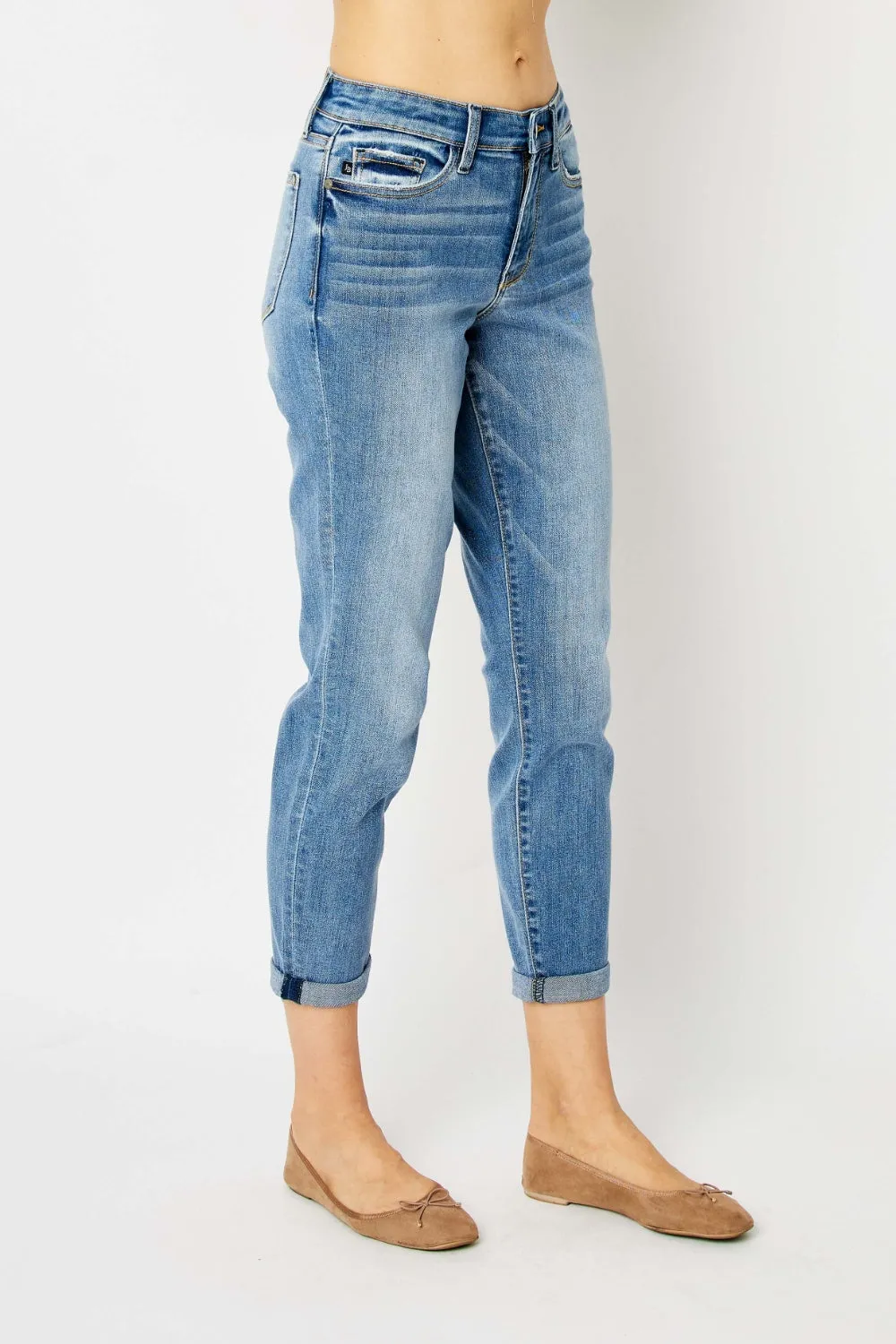 Judy Blue Cuffed Hem Slim Jeans (Online Exclusive)