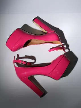 Kalea Leather Platform Heels In Hot Pink