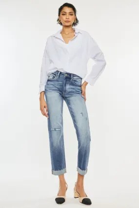 Kancan High Rise Cuffed Straight Jeans (Online Exclusive)