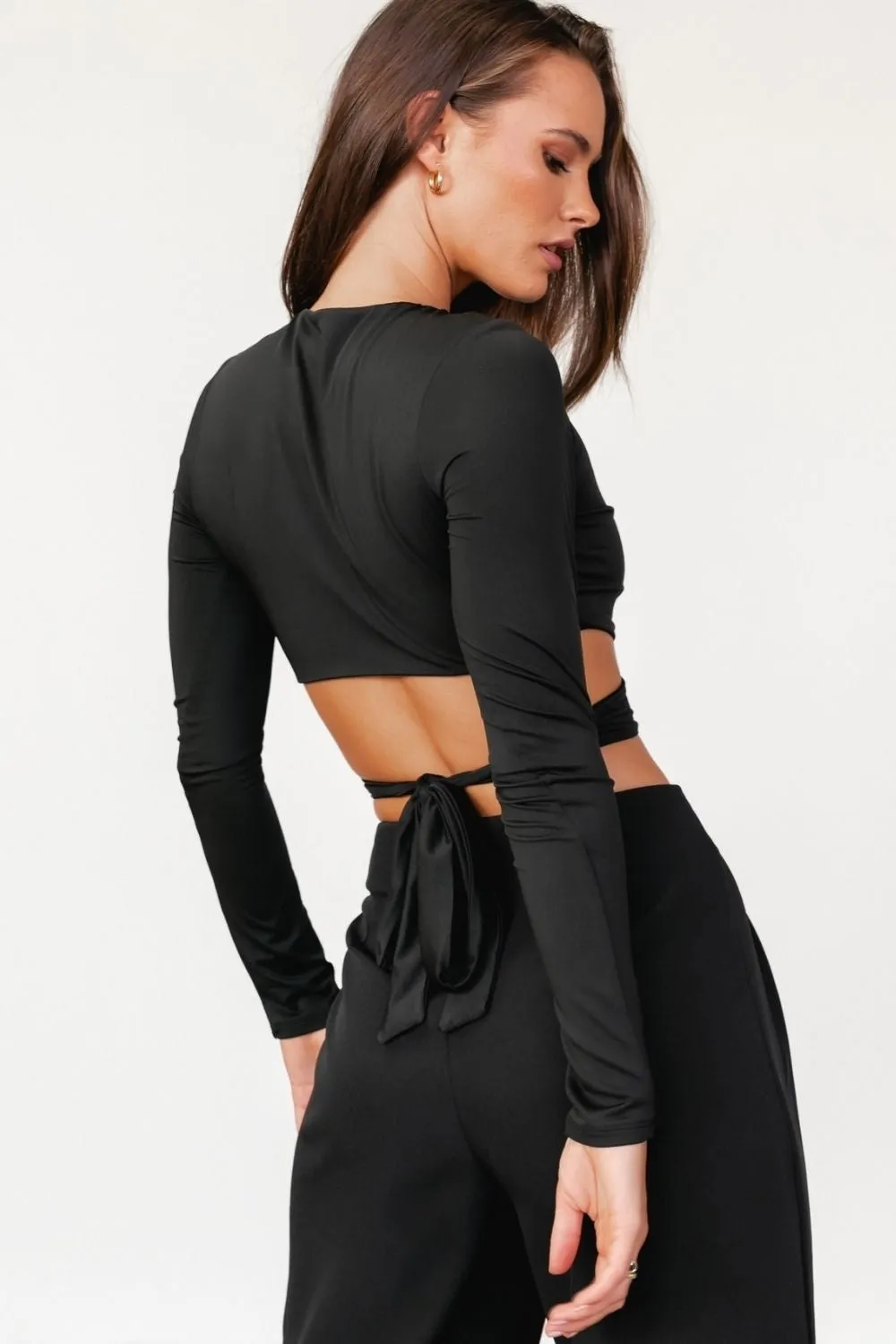 Keyhole Neckline Black Crop Top