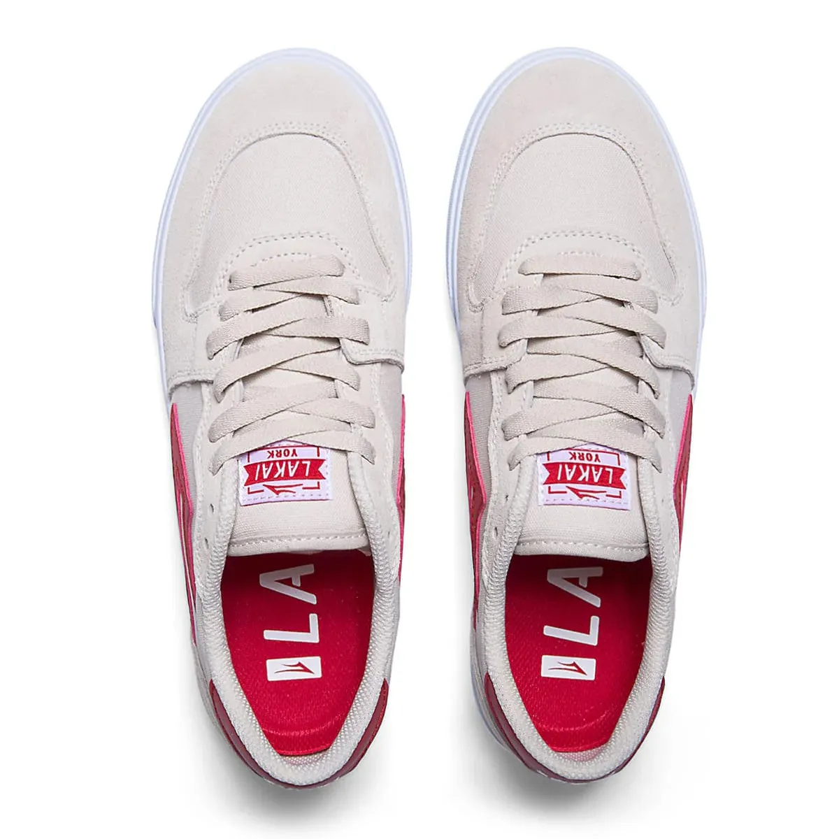 Lakai York Shoes - White/Red Suede