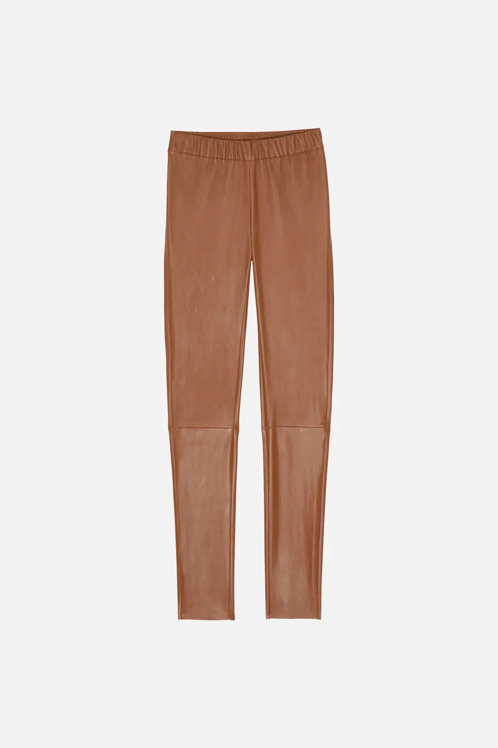 Lambskin Leather Leggings in Cognac