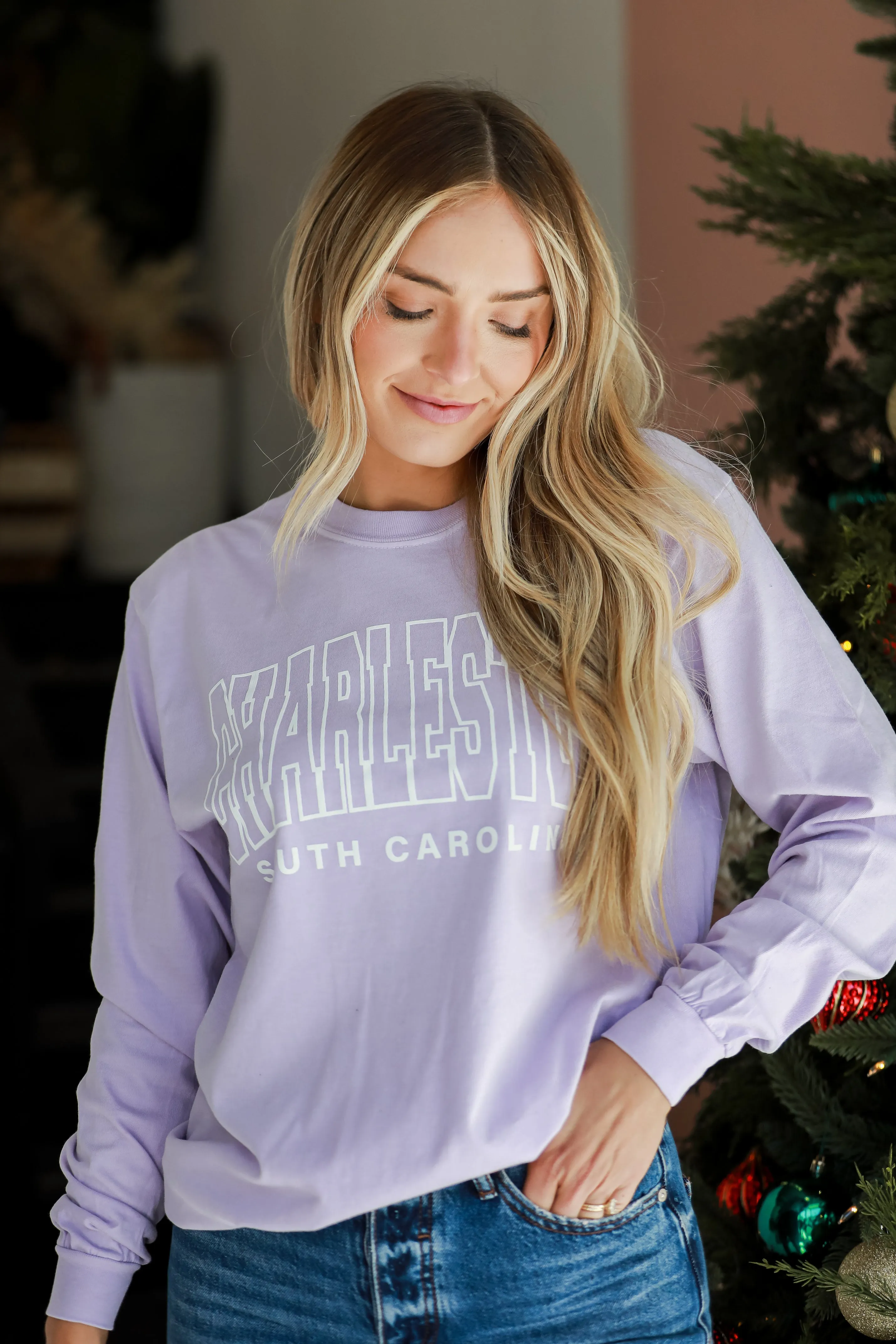 Lavender Charleston South Carolina Long Sleeve Tee