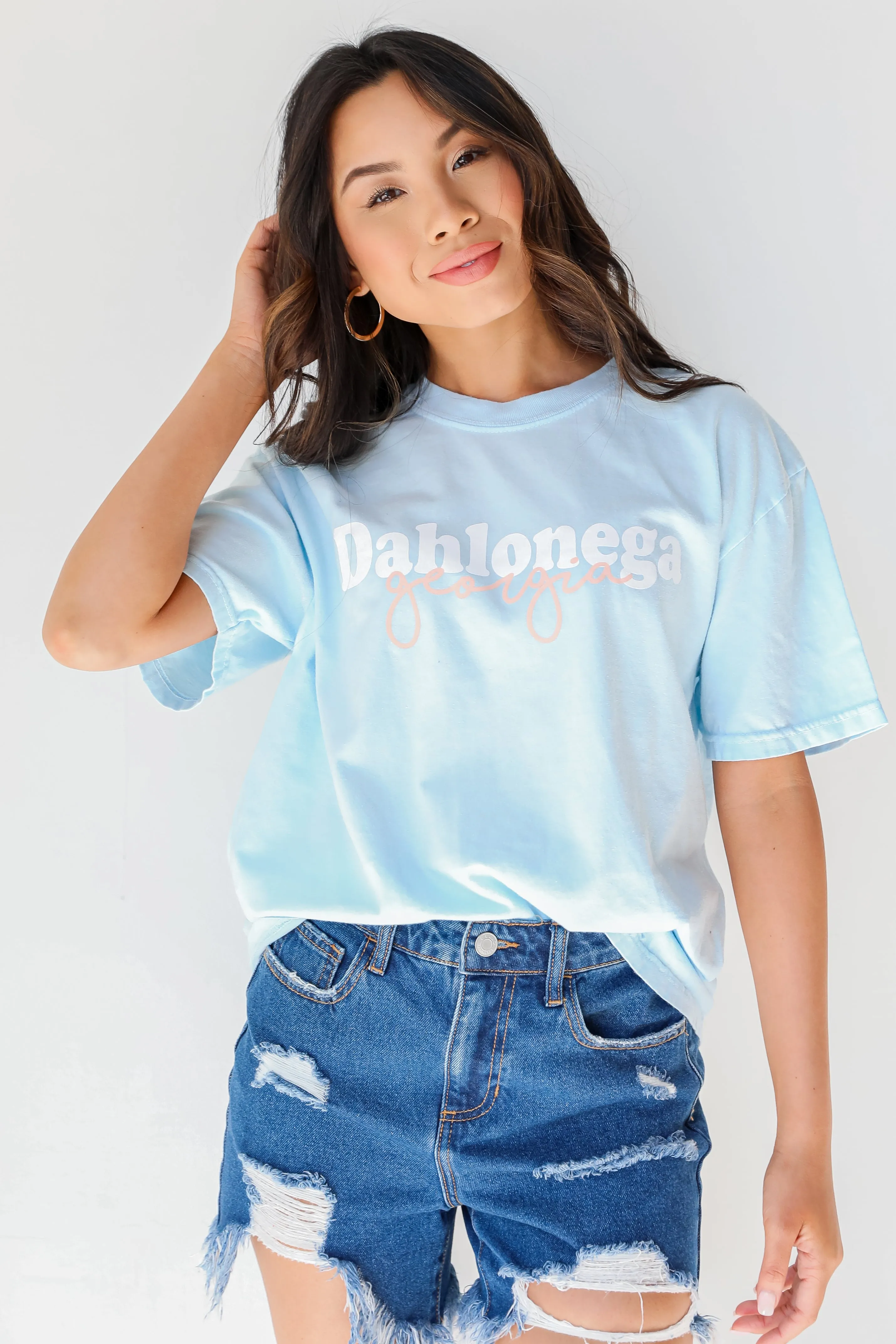 Light Blue Dahlonega Georgia Script Tee