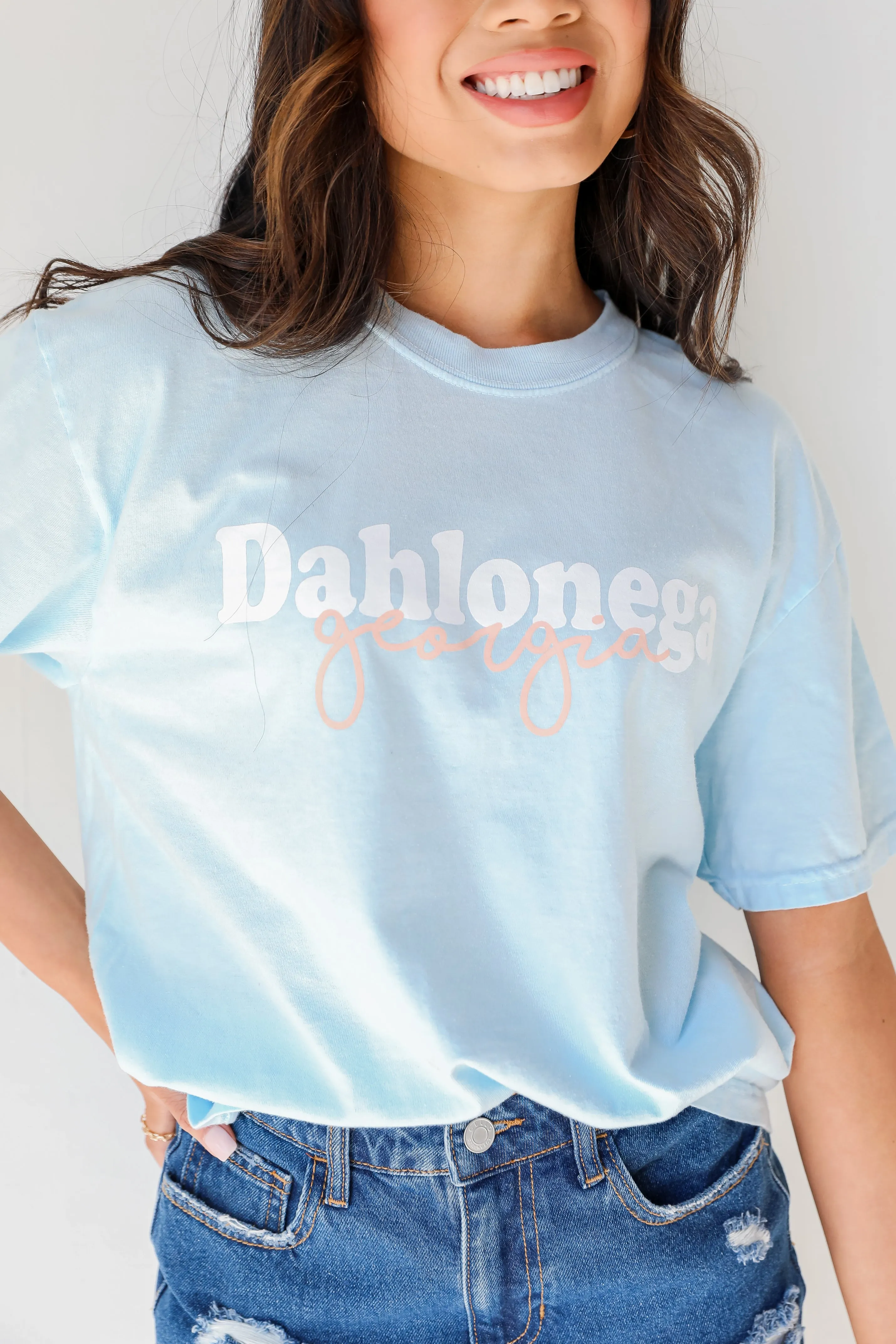 Light Blue Dahlonega Georgia Script Tee