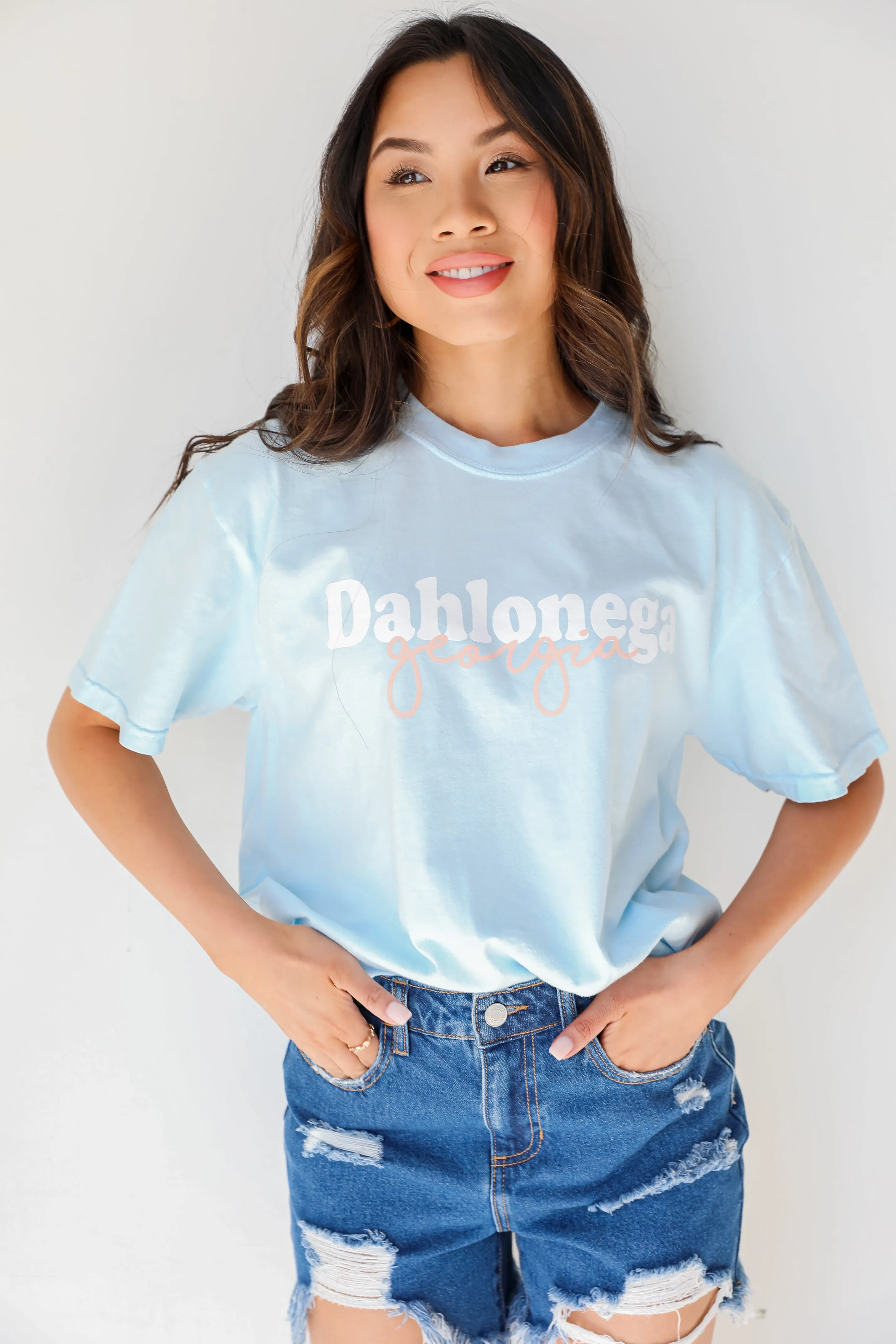 Light Blue Dahlonega Georgia Script Tee