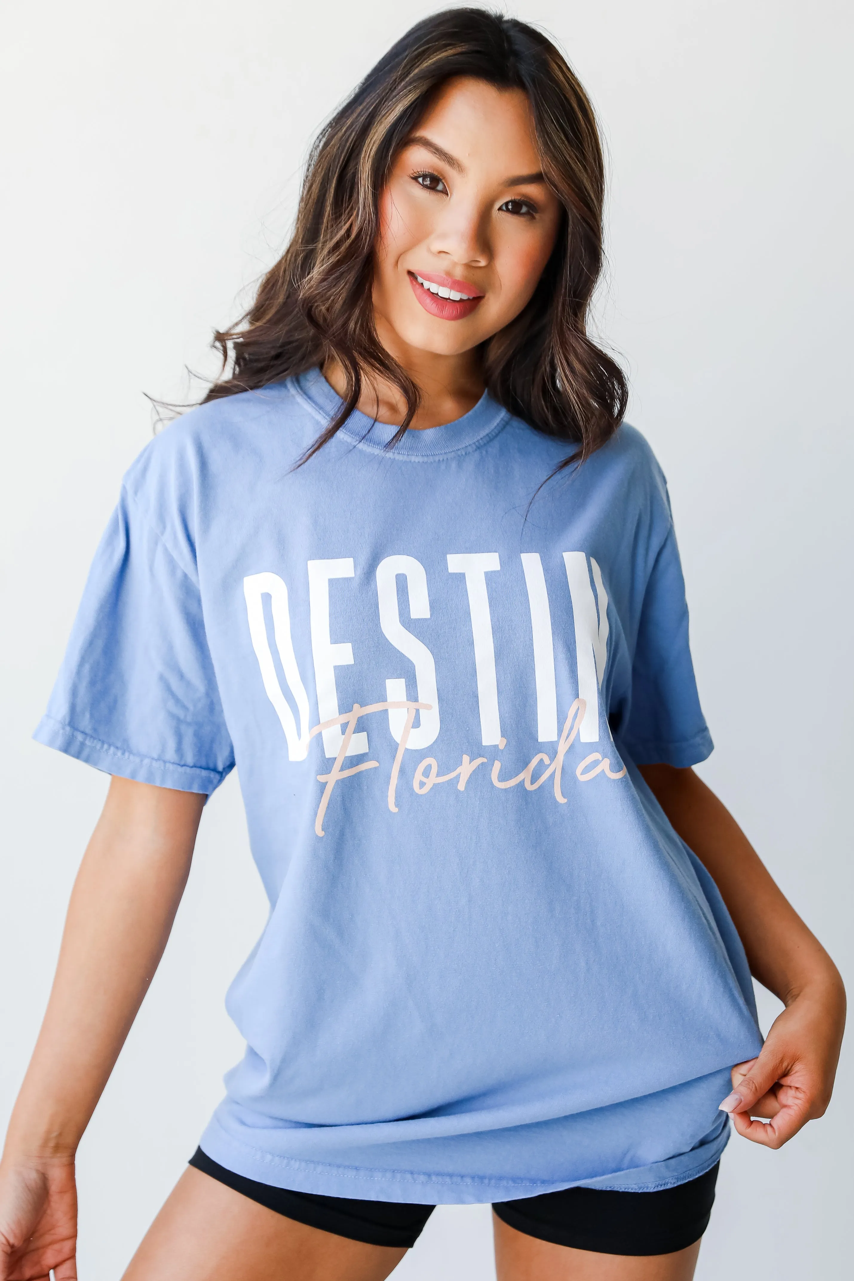 Light Blue Destin Florida Script Tee