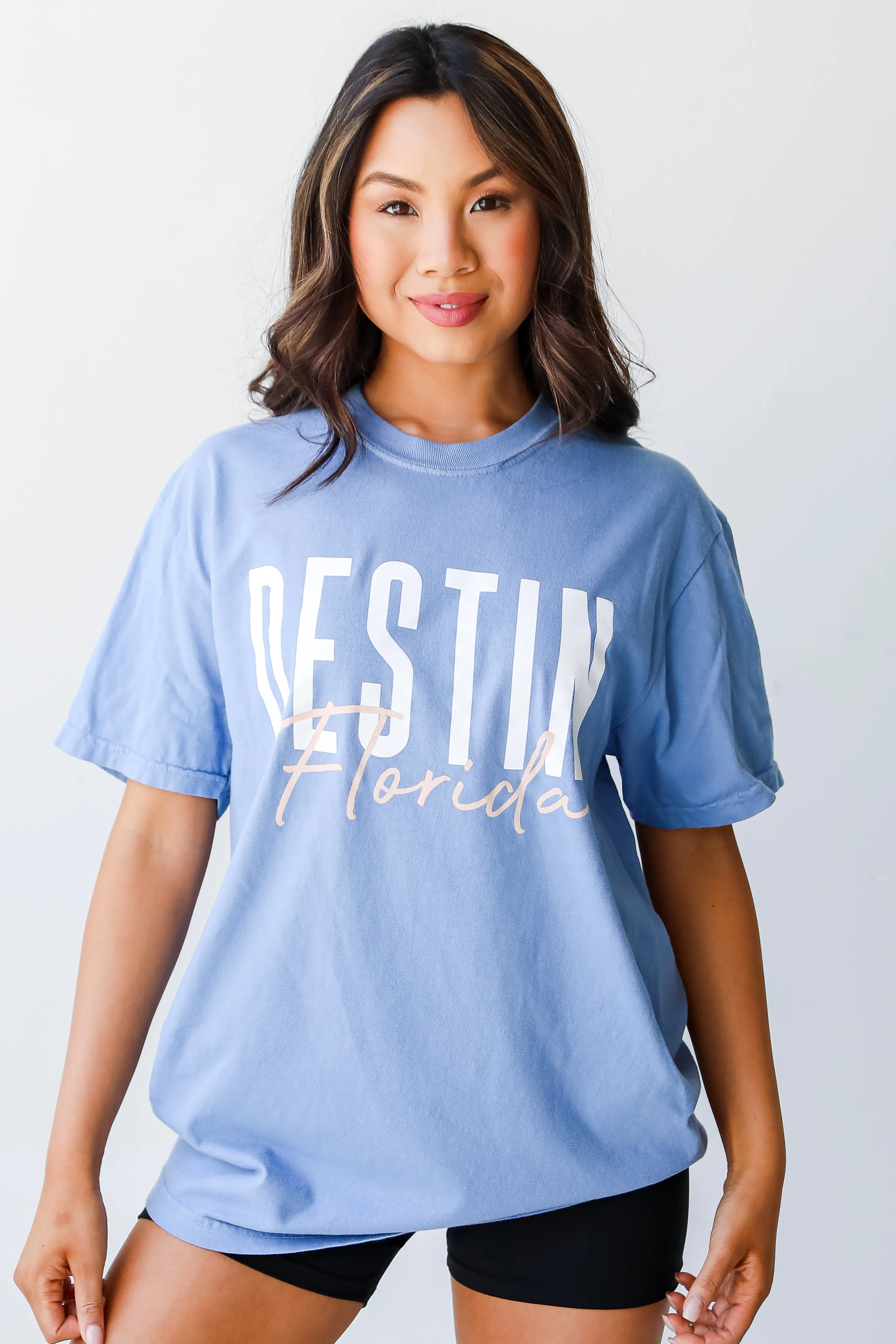 Light Blue Destin Florida Script Tee