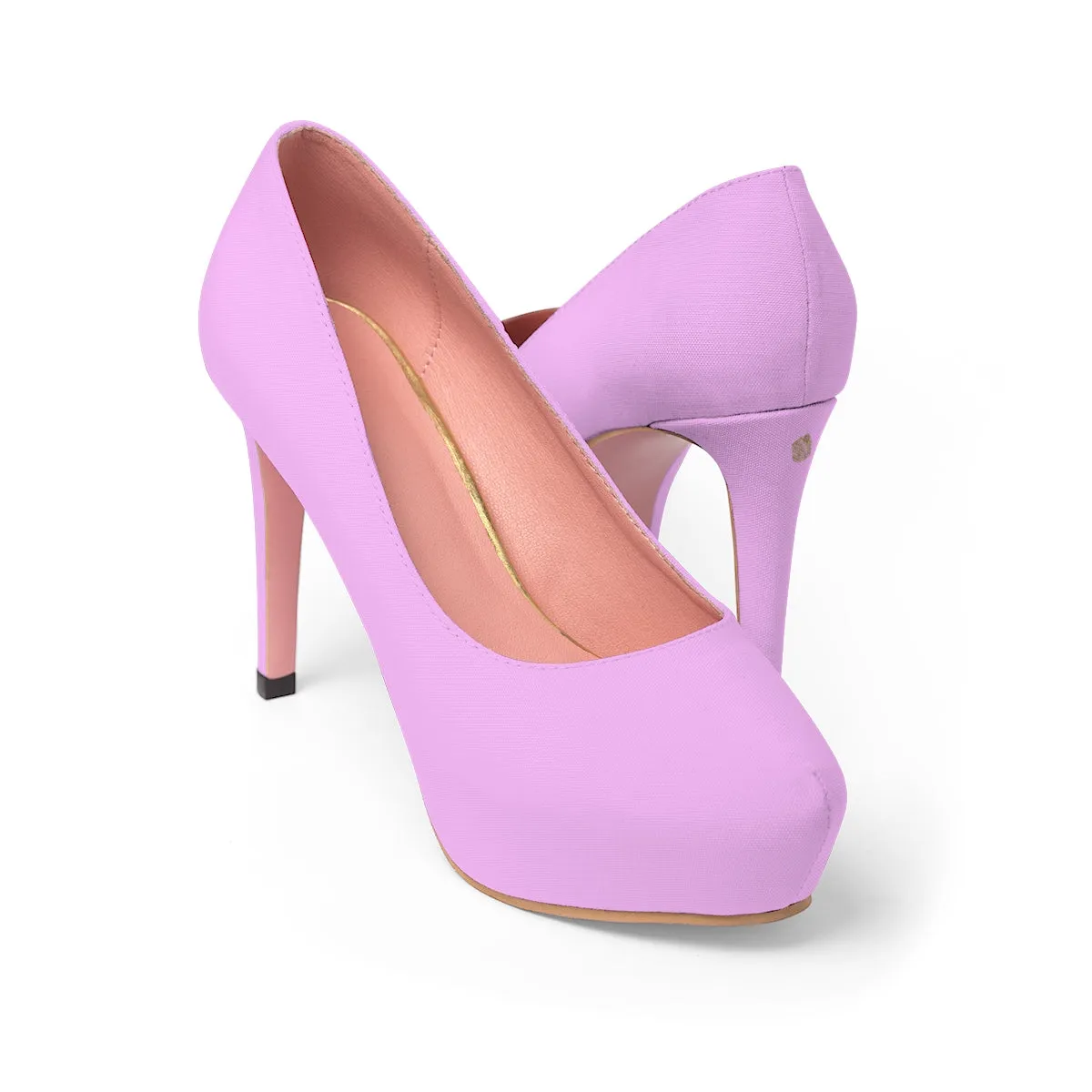 Light Pink Solid Color Print Luxury Premium Women's Platform Heels (US Size: 5-11)