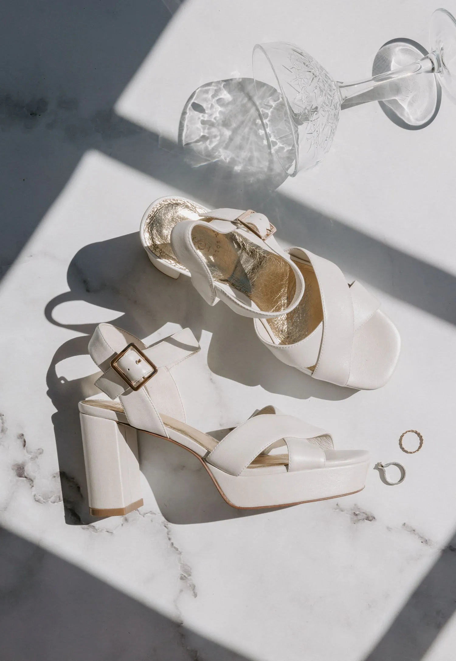 LOTUS PLATFORMS - IVORY LEATHER BRIDAL SHOES