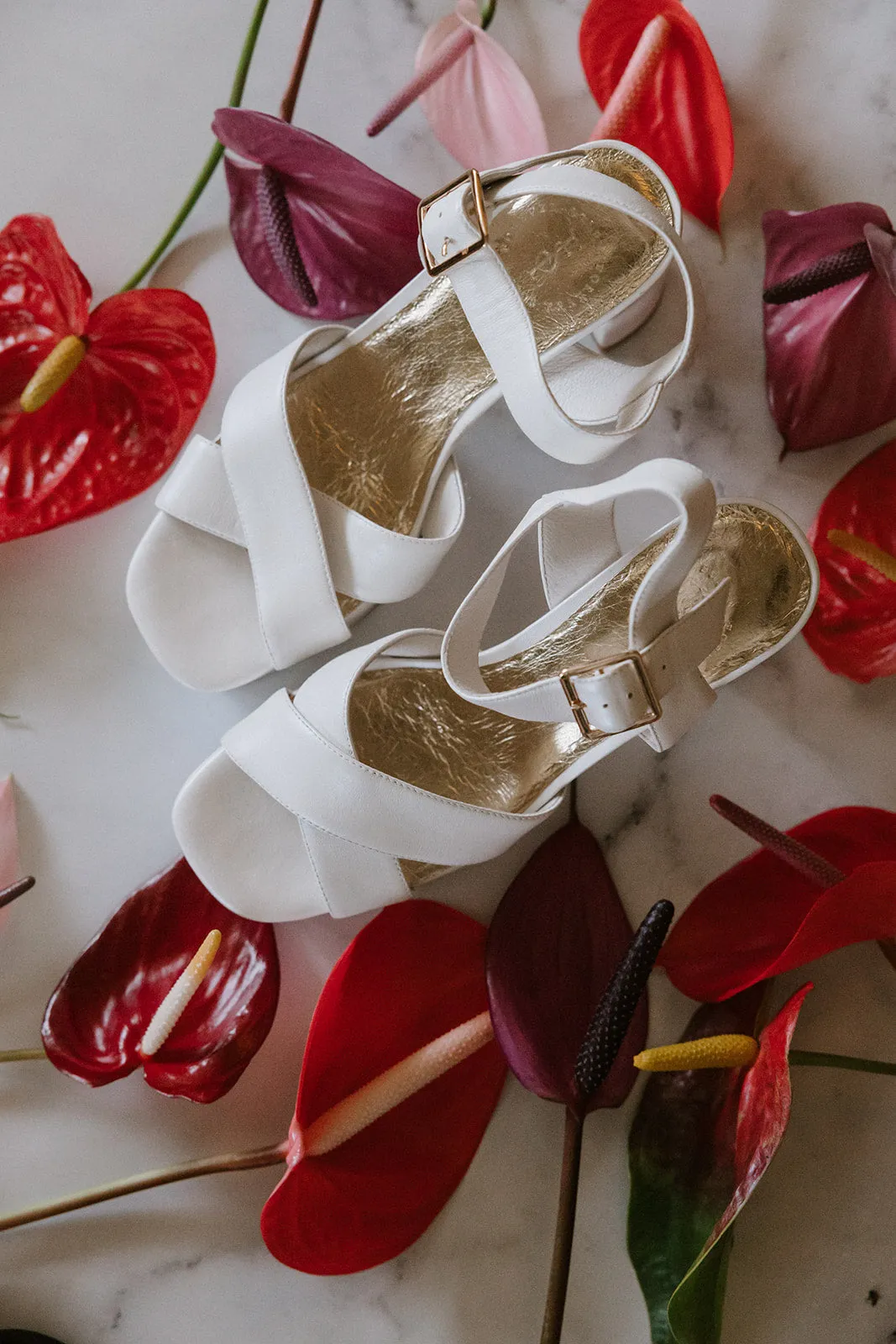 LOTUS PLATFORMS - IVORY LEATHER BRIDAL SHOES