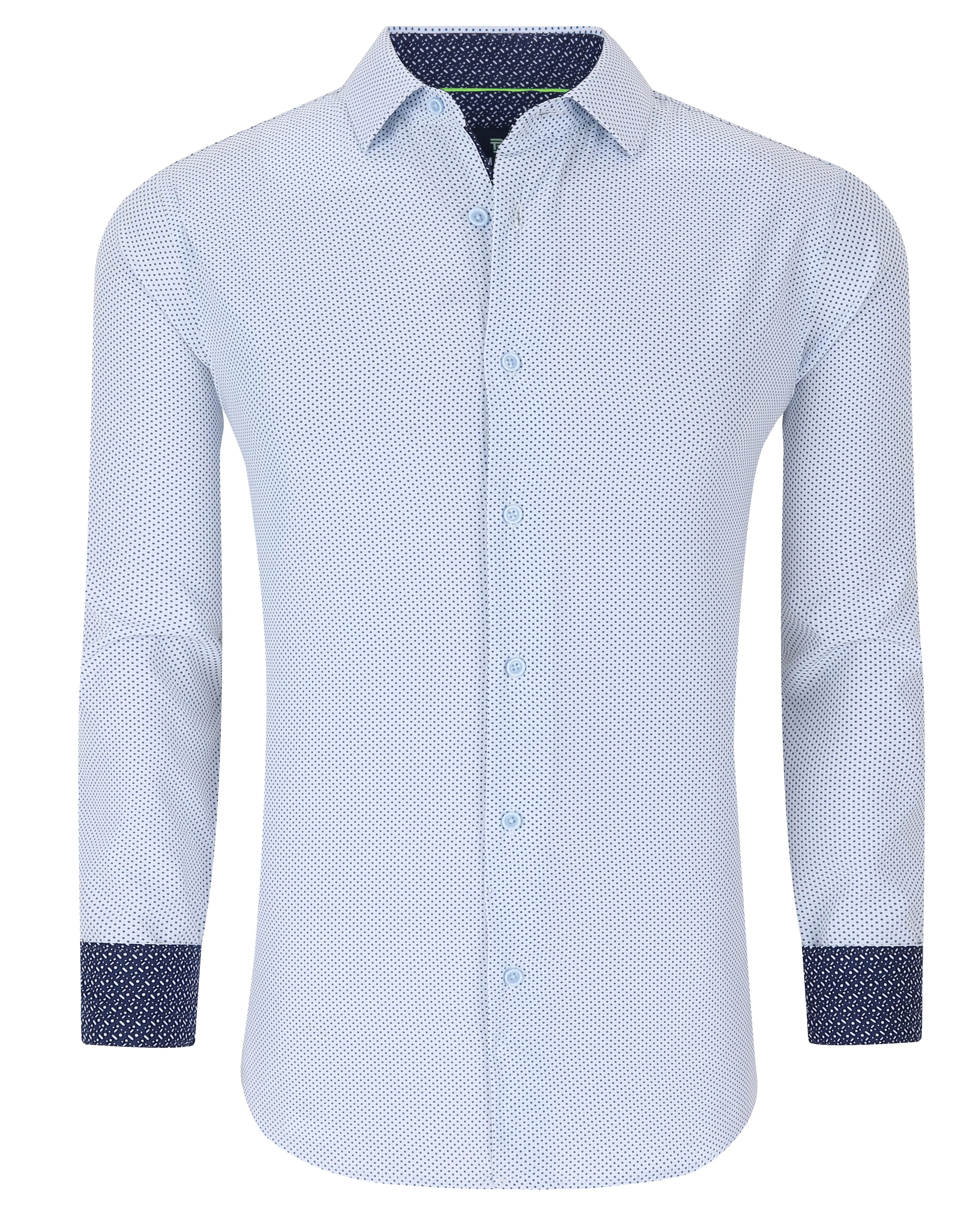 Men's Geometric Slim Fit Performance Long Sleeve Shirt White