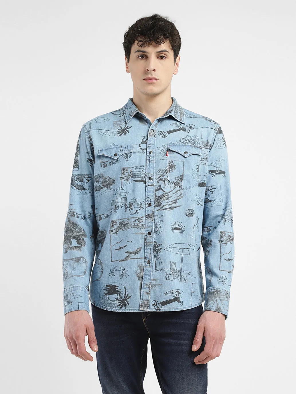 Men's Graphic Print Slim Fit Shirt