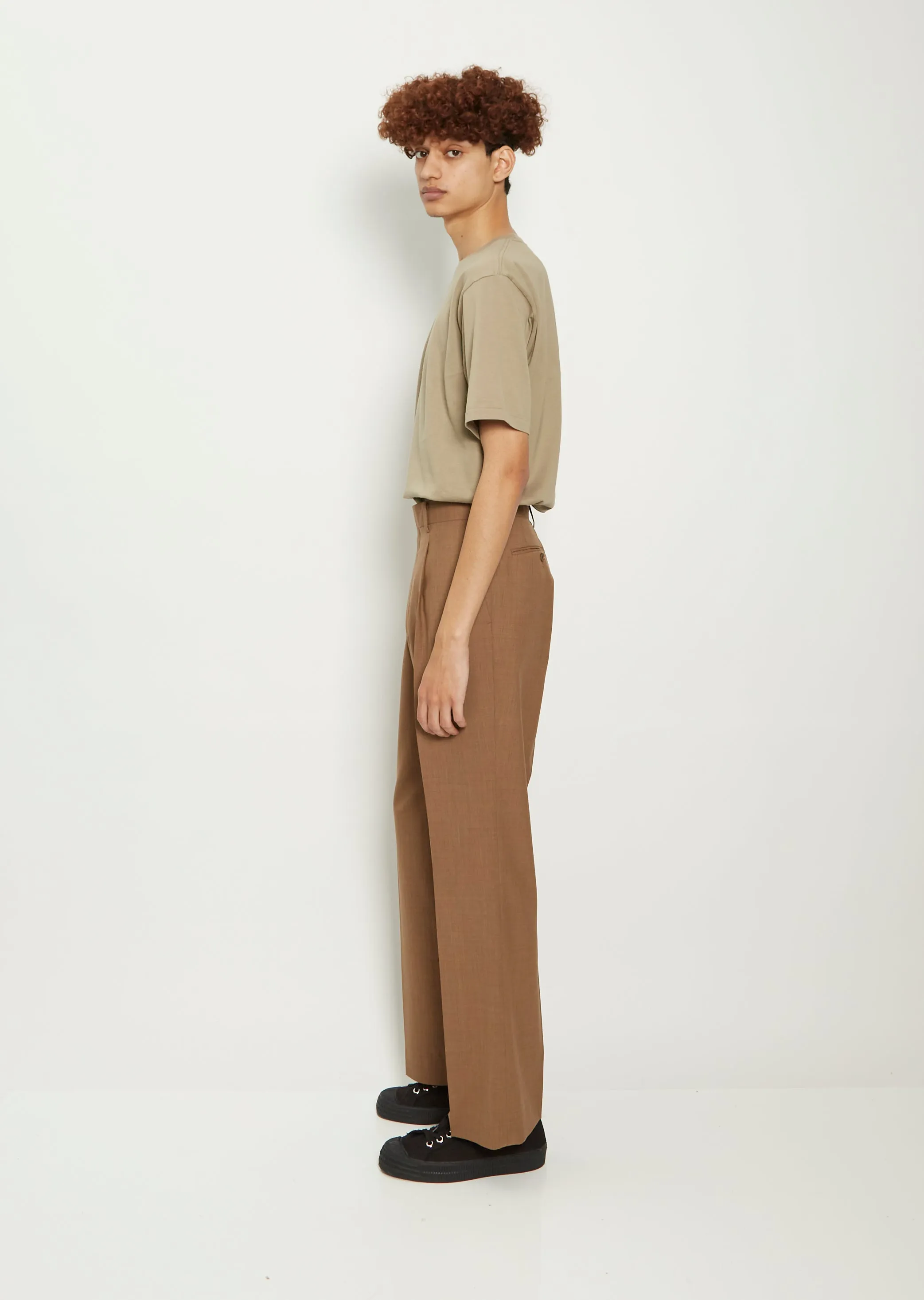 Men's Super Fine Tropical Wool Slacks — Top Brown