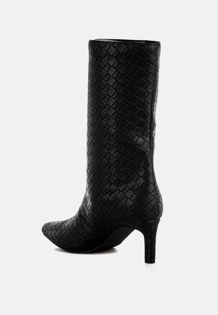 Mentha Woven Faux Leather Boots