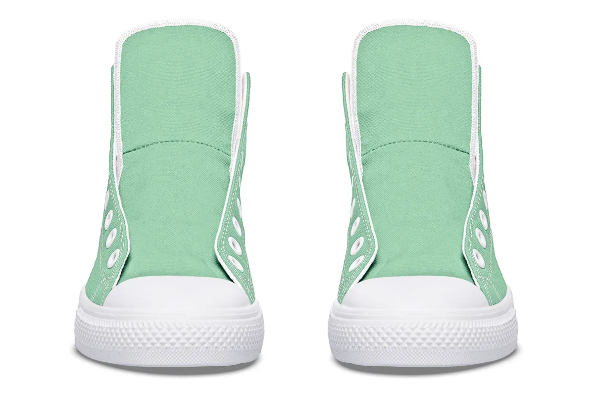 Mint Green High Tops - Classic Premium Canvas Shoes with Comfortable and Durable Soles