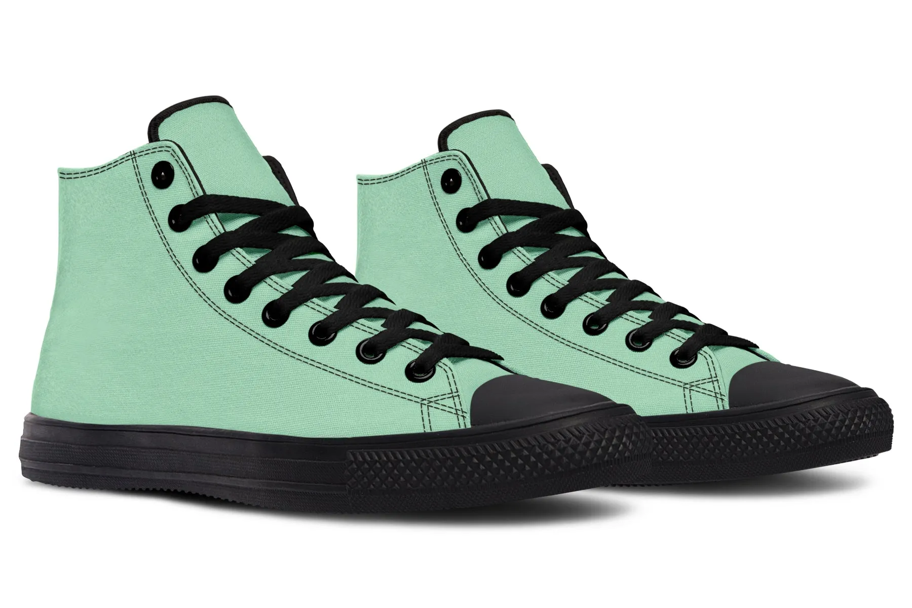 Mint Green High Tops - Classic Premium Canvas Shoes with Comfortable and Durable Soles