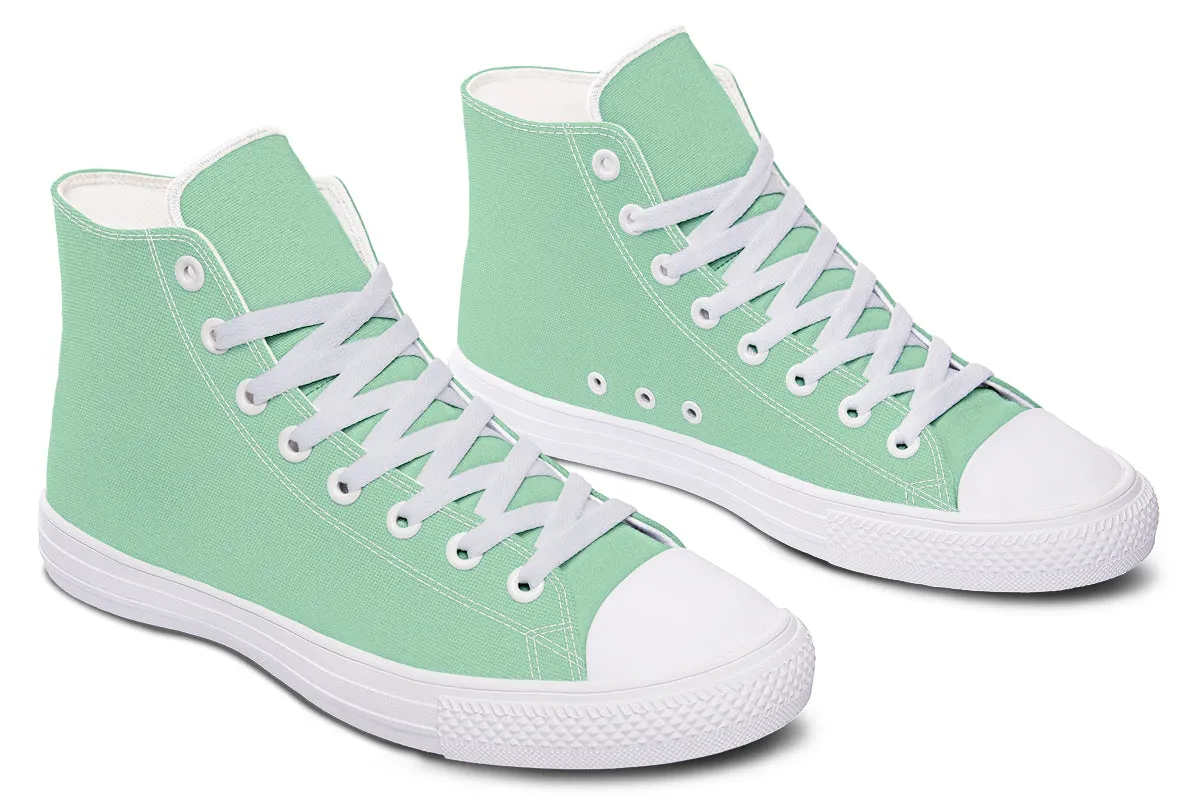 Mint Green High Tops - Classic Premium Canvas Shoes with Comfortable and Durable Soles