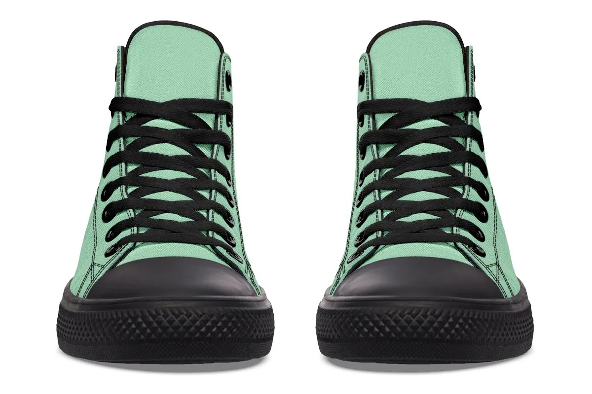 Mint Green High Tops - Classic Premium Canvas Shoes with Comfortable and Durable Soles