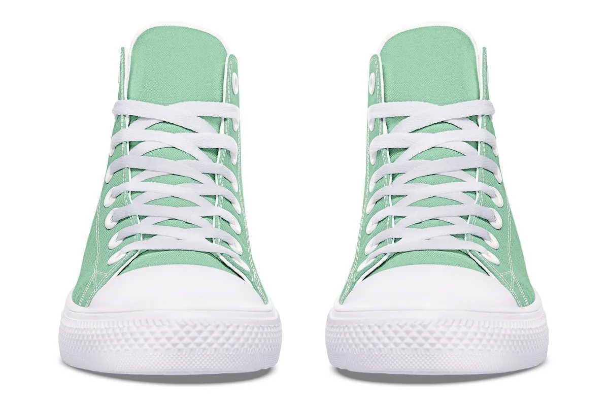 Mint Green High Tops - Classic Premium Canvas Shoes with Comfortable and Durable Soles