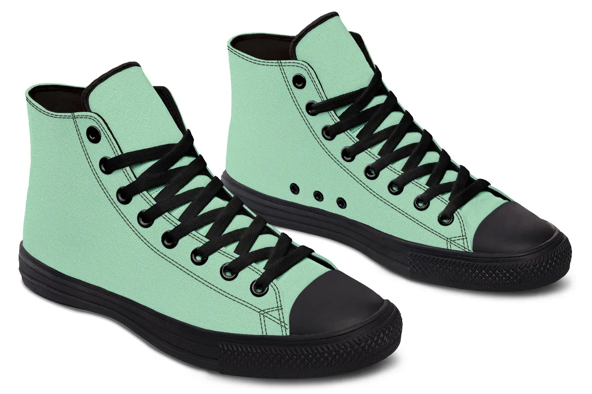 Mint Green High Tops - Classic Premium Canvas Shoes with Comfortable and Durable Soles