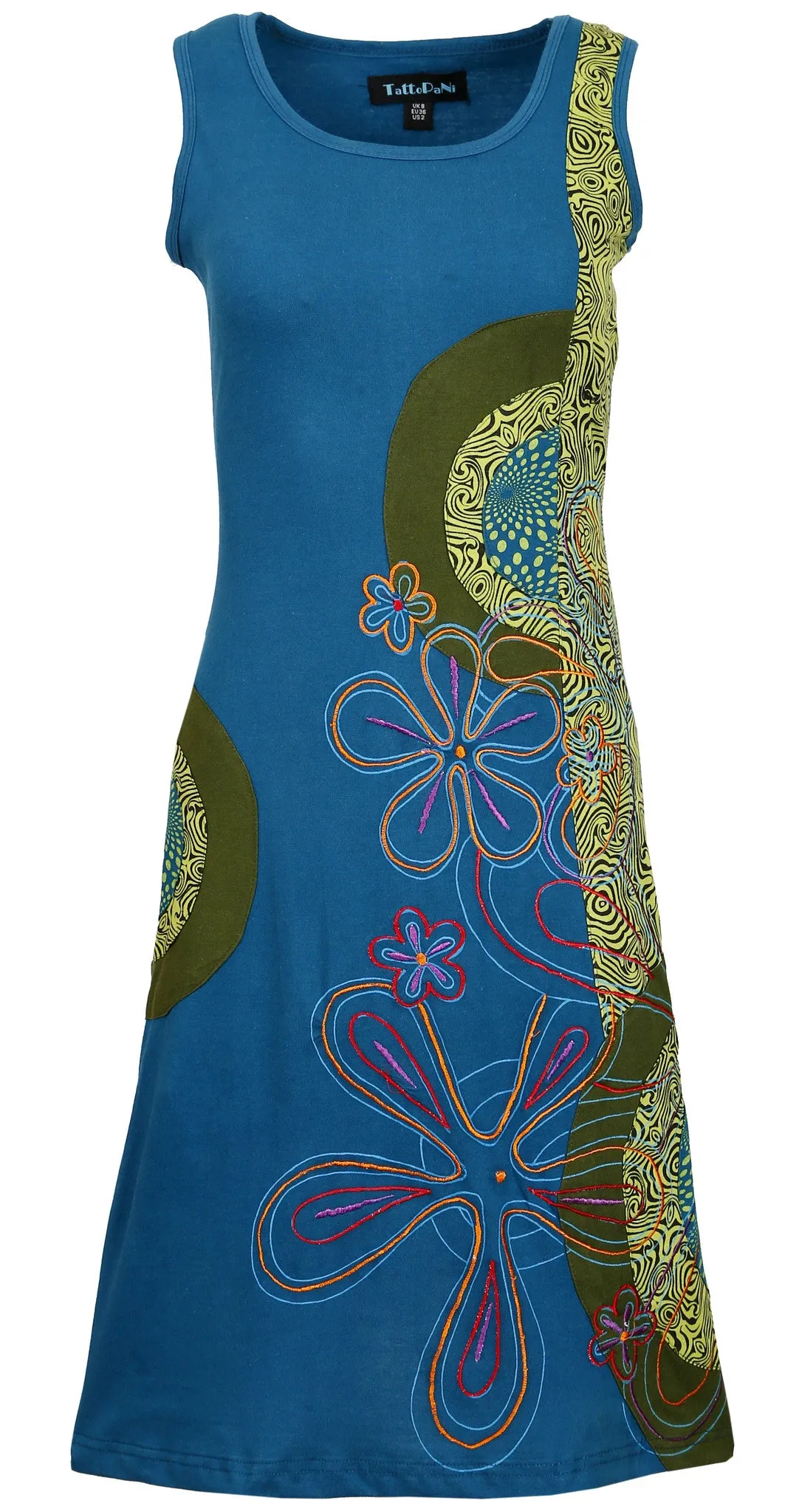 Multicolored Floral Embroidery Summer Dress