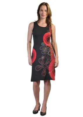 Multicolored Floral Embroidery Summer Dress