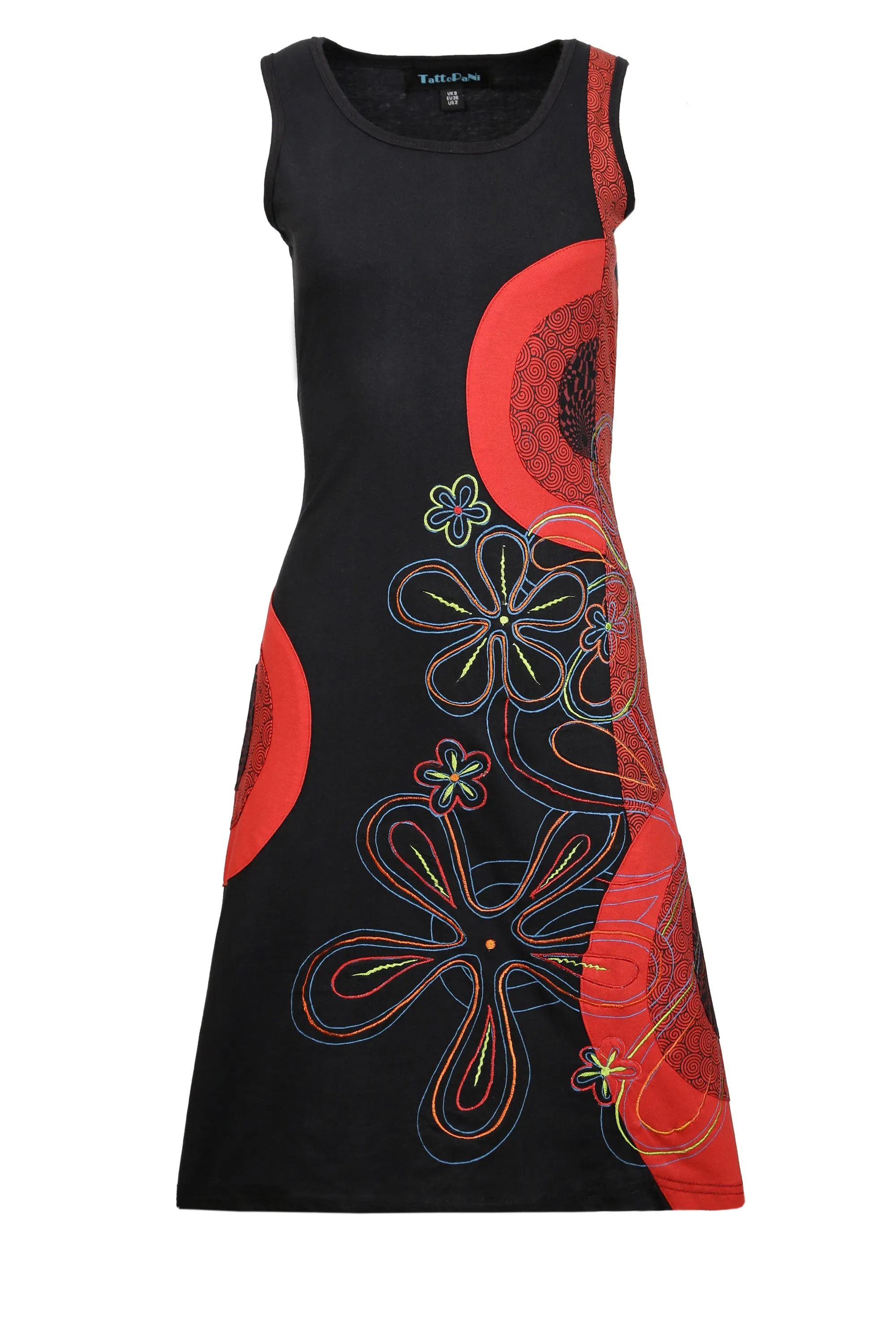 Multicolored Floral Embroidery Summer Dress