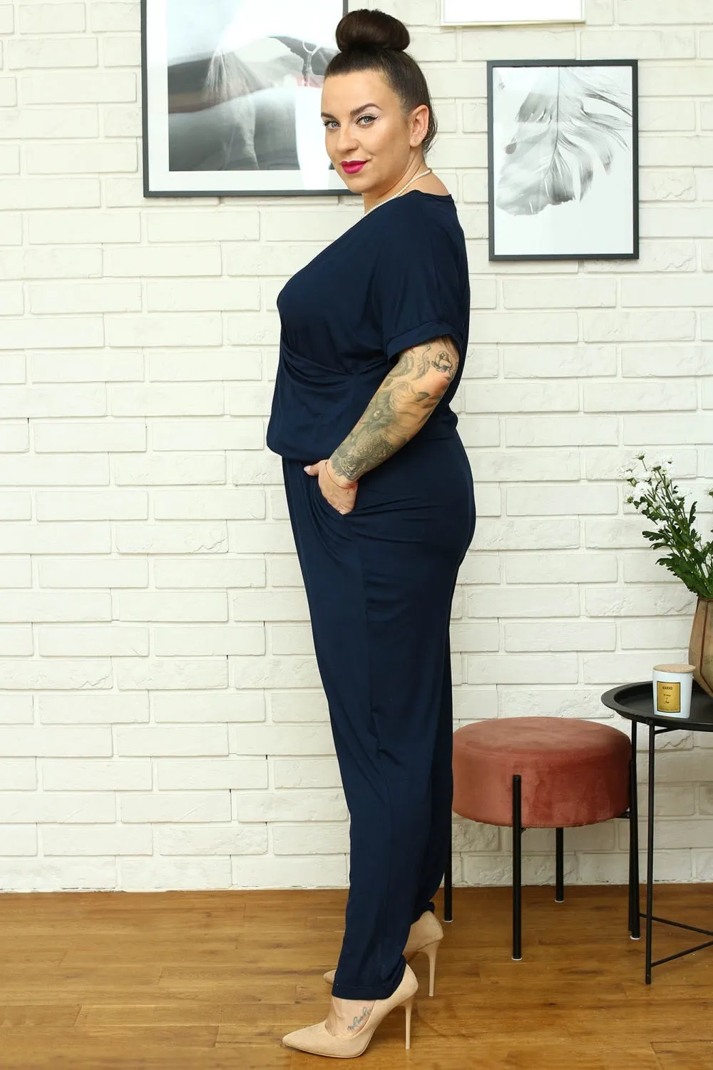 navy blue - Suit plus size model 169206 Karko