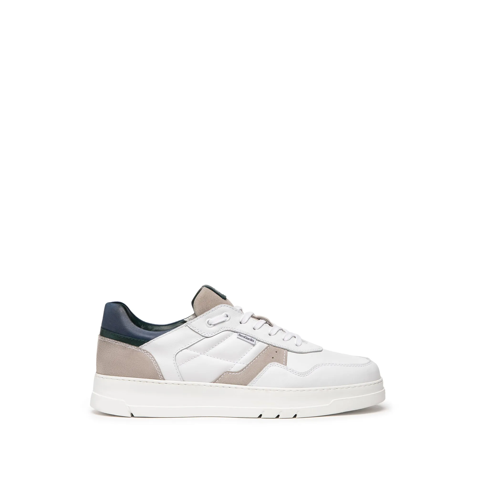 NERO GIARDINI MEN LEATHER SNEAKERS IN WHITE