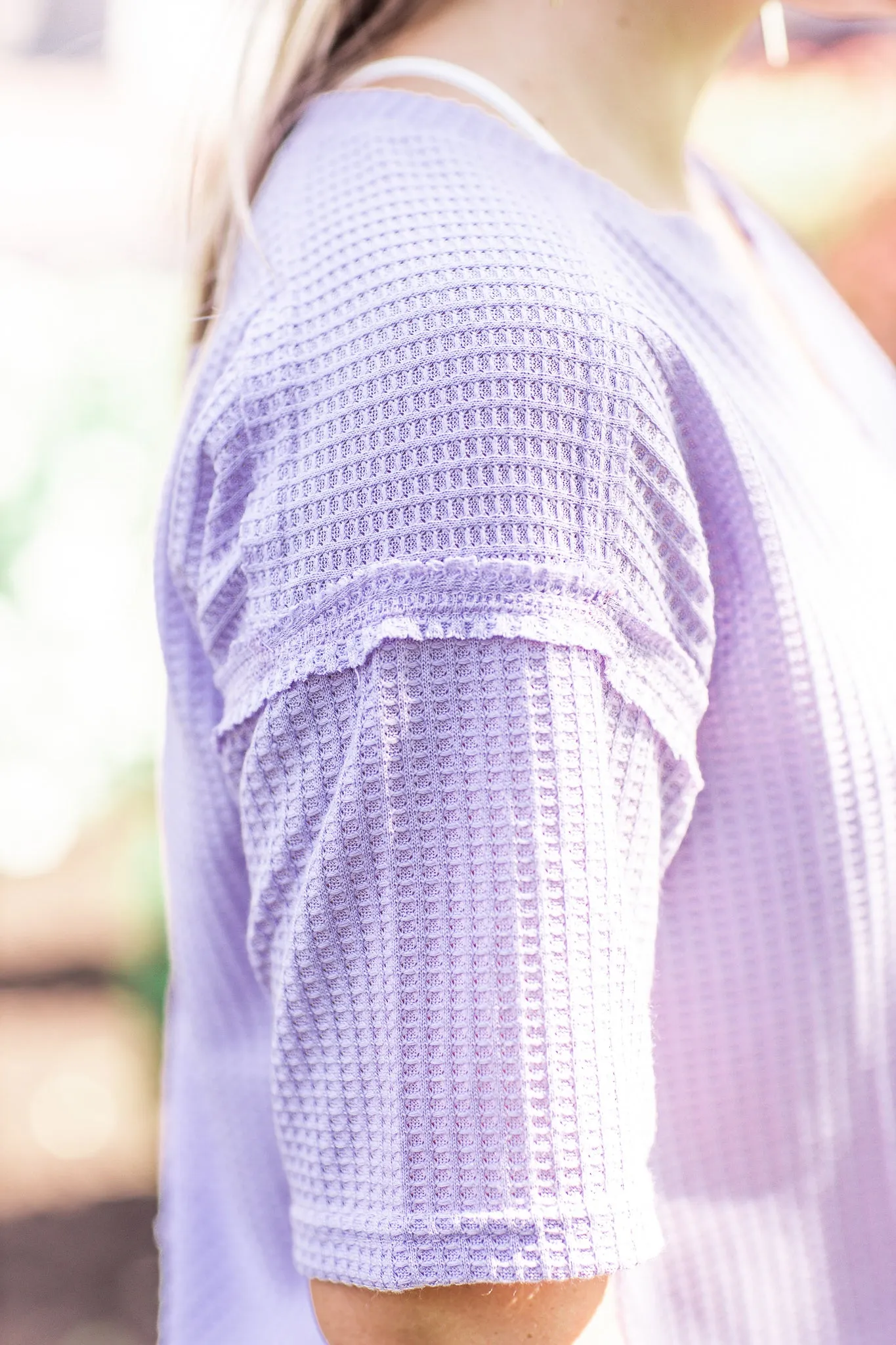 Never Give You Up Waffle Knit Top Lavender